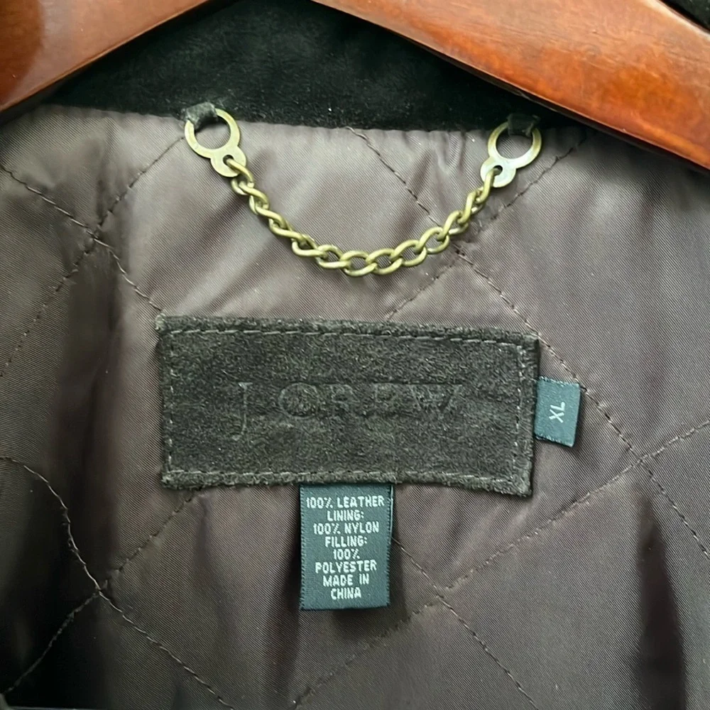 J.Crew Brown Suede Leather Jacket Men’s XL Heavy Coat Zipper Snap Front